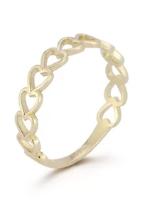 14K Gold Open Heart Band Ring
