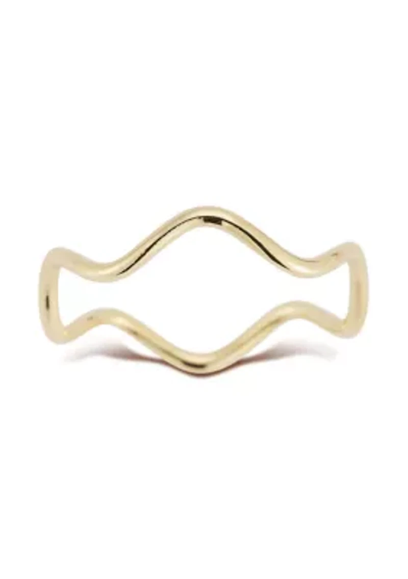 14K Gold Thin Wavy Band Ring