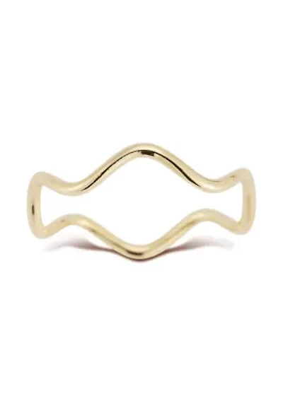 14K Gold Thin Wavy Band Ring