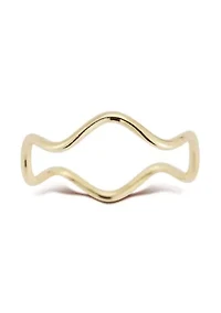 14K Gold Thin Wavy Band Ring