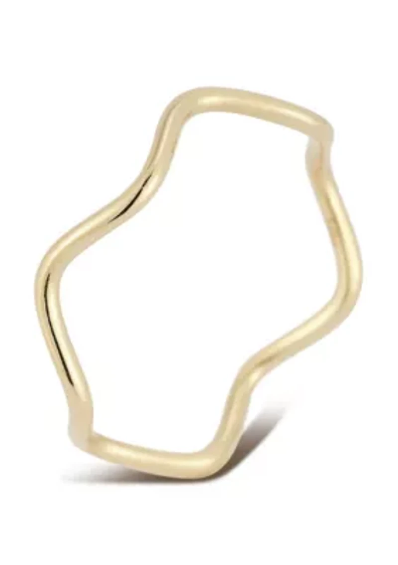 14K Gold Thin Wavy Band Ring