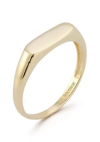 14K Gold Flattened Bar Signet Ring