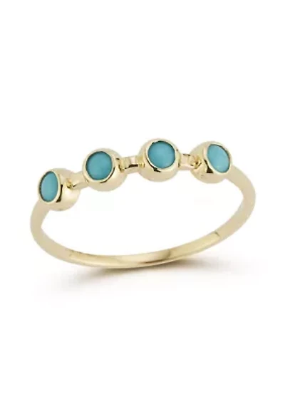 14K Gold Turquoise Station Ring
