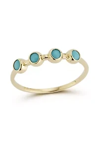 14K Gold Turquoise Station Ring