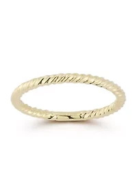14K Gold Thin Twist Band Ring