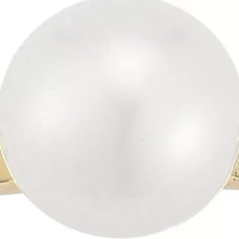14K Gold Pearl Solitaire Ring, Made Italy