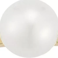 14K Gold Pearl Solitaire Ring, Made Italy