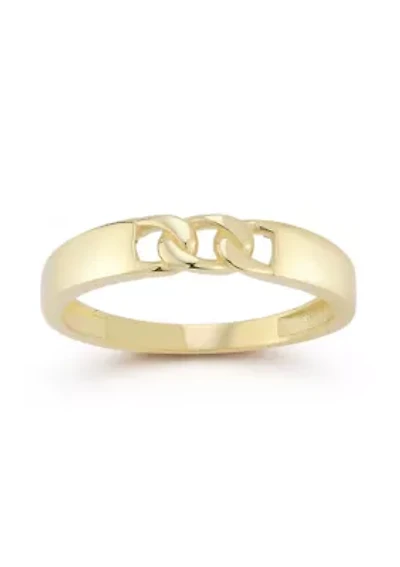 14K Gold Tri Curb Chain Band Ring