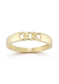 14K Gold Tri Curb Chain Band Ring