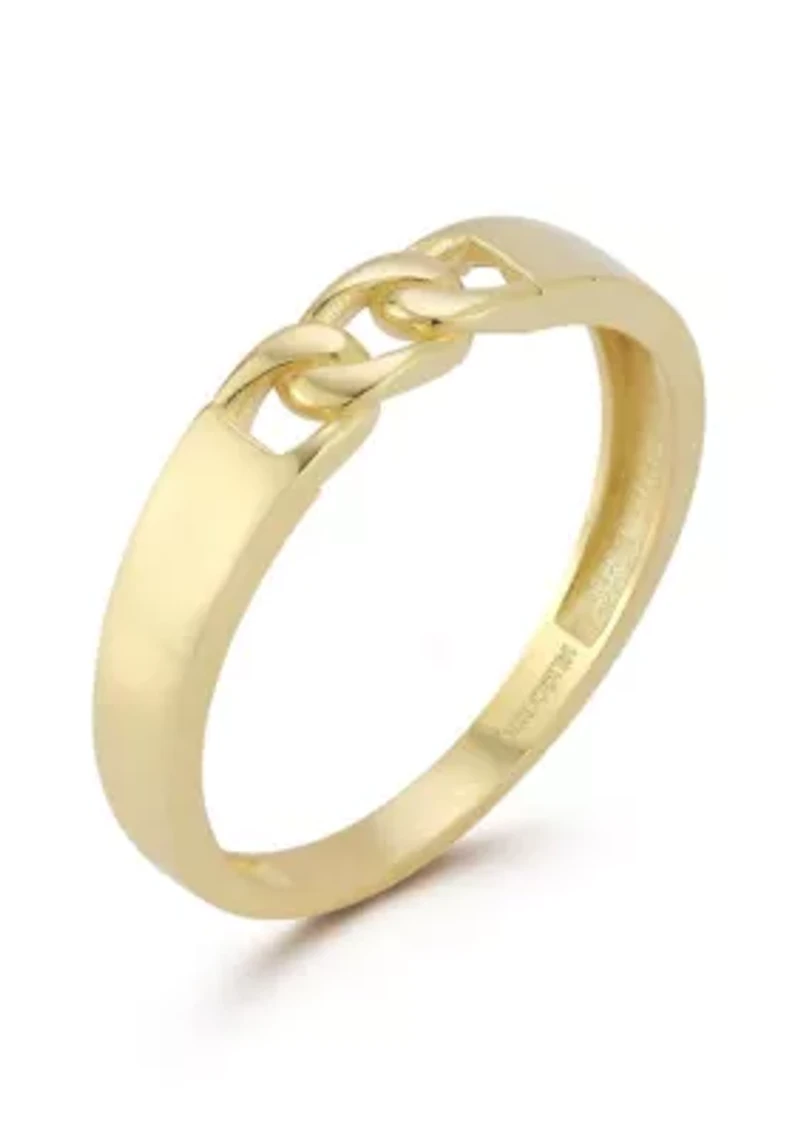 14K Gold Tri Curb Chain Band Ring