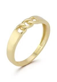 14K Gold Tri Curb Chain Band Ring