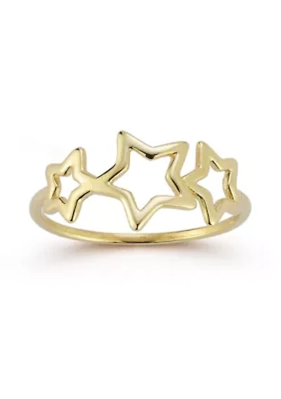 14K Gold Open Star Ring