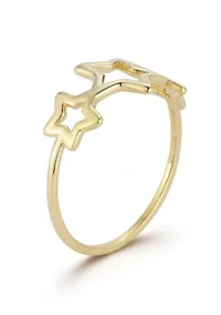 14K Gold Open Star Ring