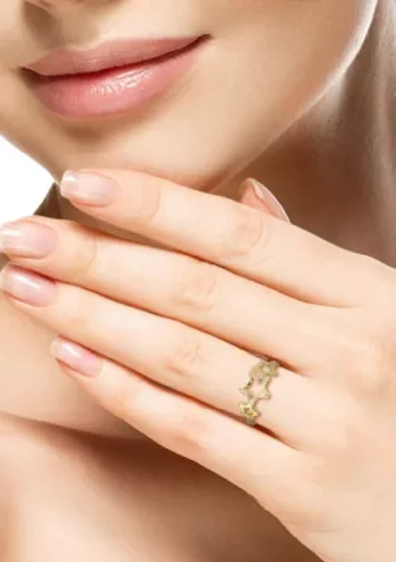 14K Gold Open Star Ring