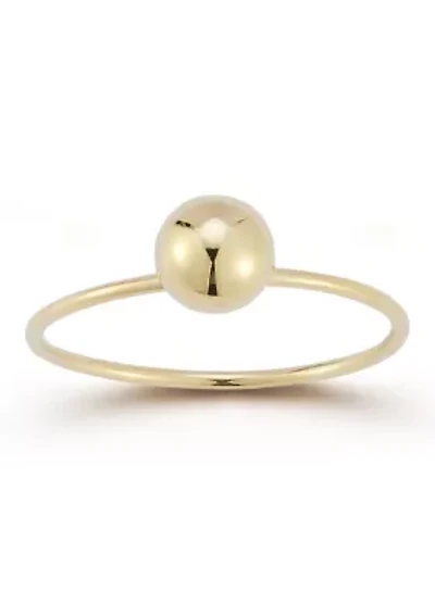 14K Gold Ball Solitaire Ring