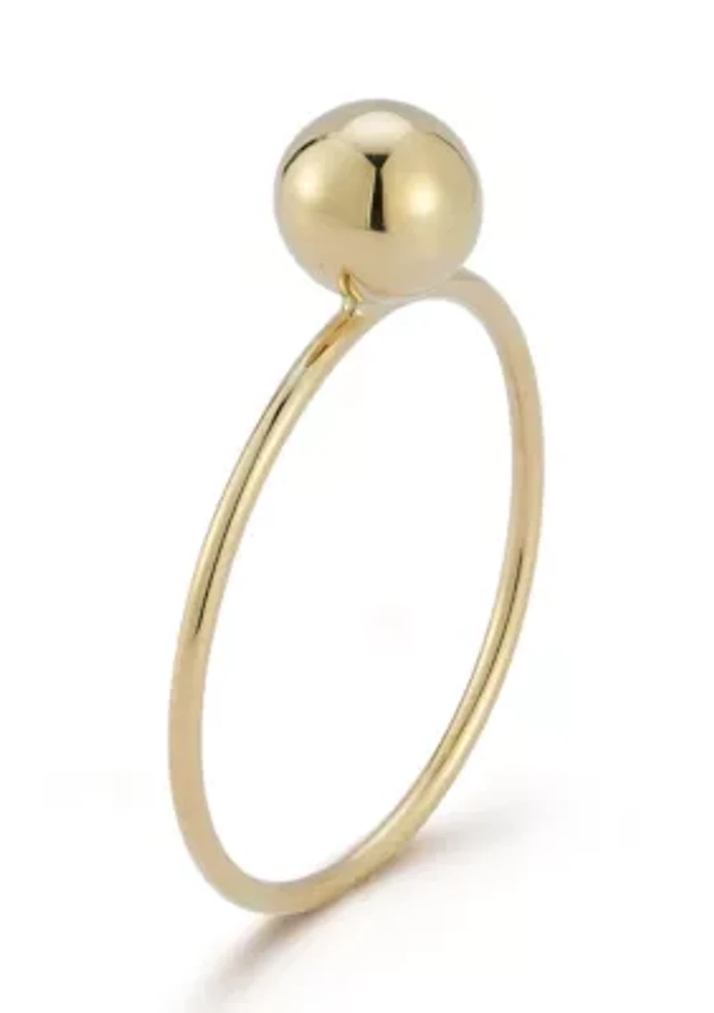 14K Gold Ball Solitaire Ring