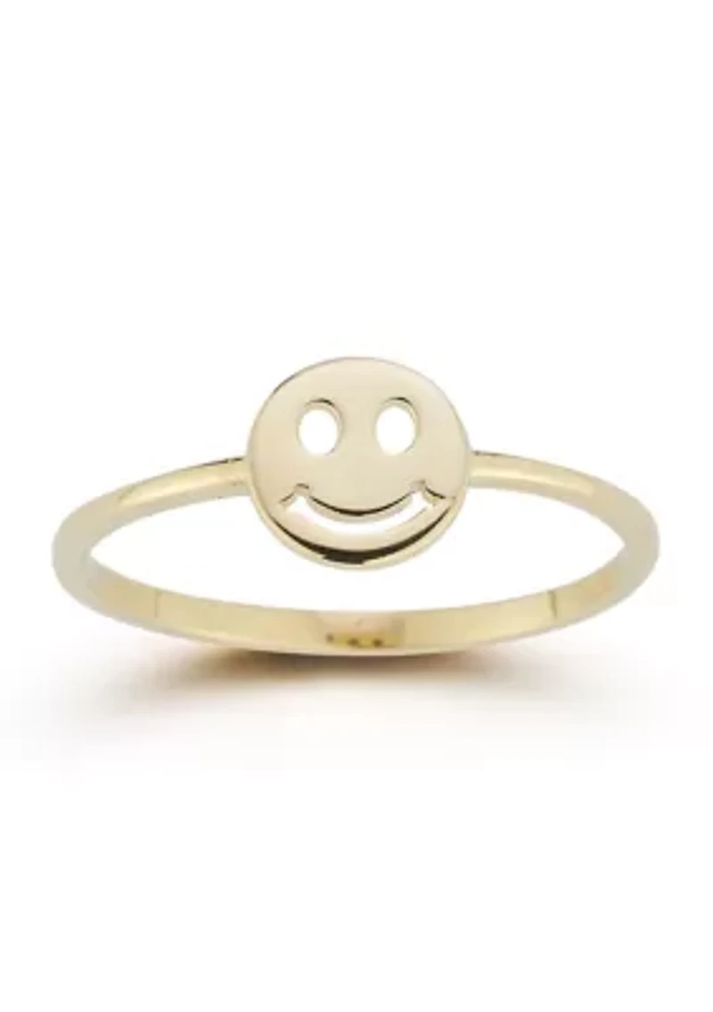 14K Gold Smiley Face Ring