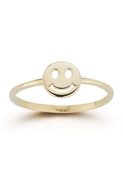 14K Gold Smiley Face Ring