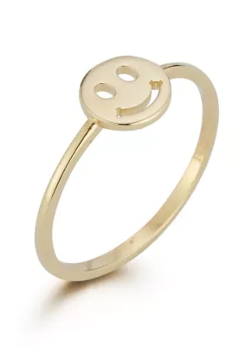 14K Gold Smiley Face Ring