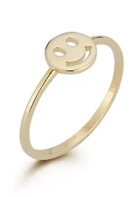 14K Gold Smiley Face Ring