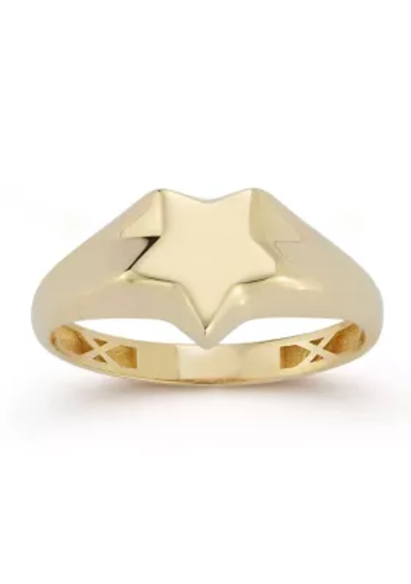 14K Gold Star Signet Ring