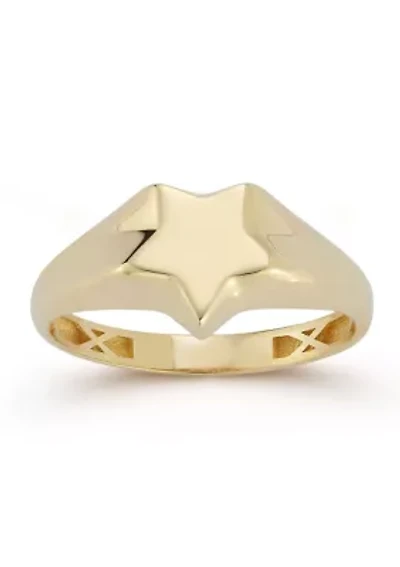 14K Gold Star Signet Ring