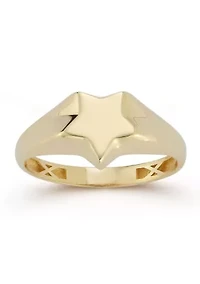 14K Gold Star Signet Ring
