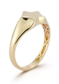 14K Gold Star Signet Ring