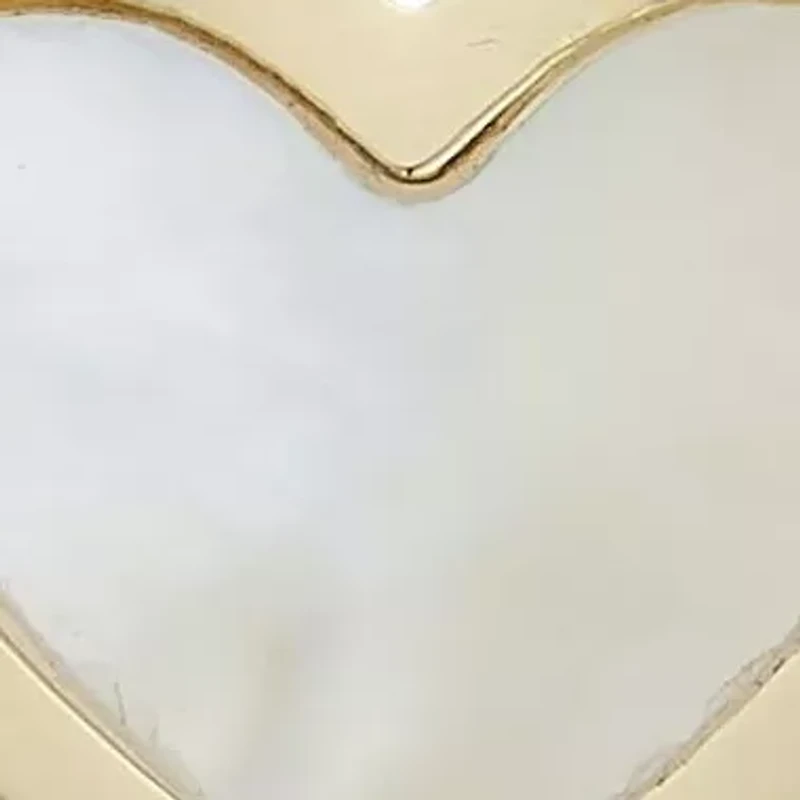 14K Gold Mother of Pearl Heart Curb Chain Ring