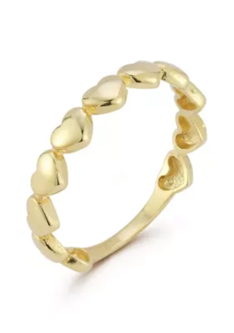14K Gold Heart Band Ring