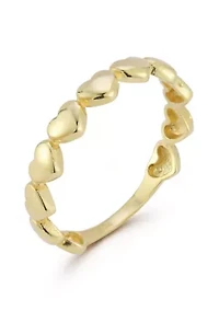 14K Gold Heart Band Ring