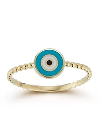 14K Gold Enamel Evil Eye Ring