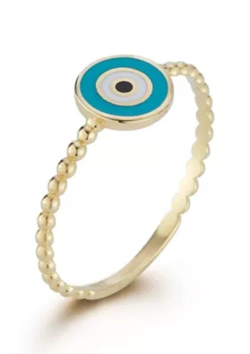 14K Gold Enamel Evil Eye Ring