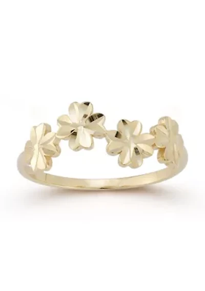 14K Gold Multi Flower Band Ring
