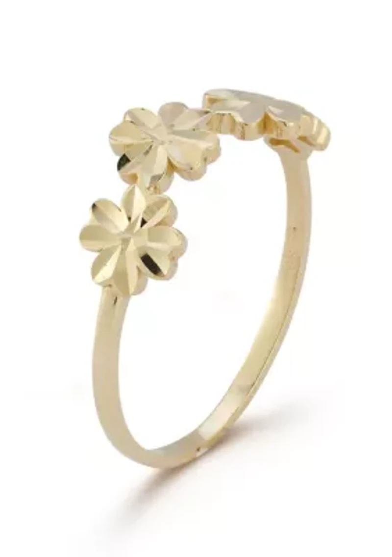 14K Gold Multi Flower Band Ring