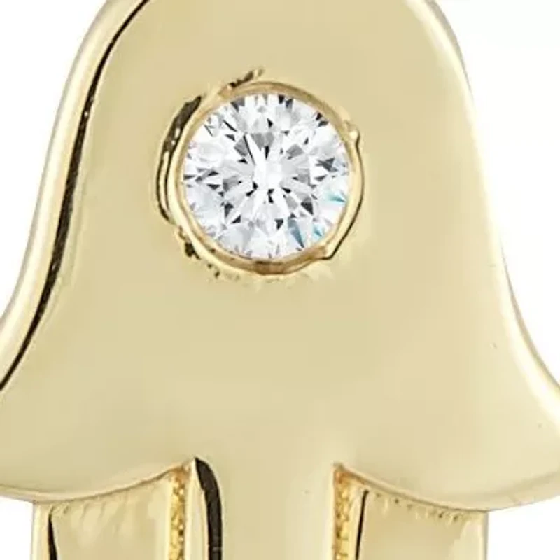 14K Gold Diamond Hamsa Pendant Necklace