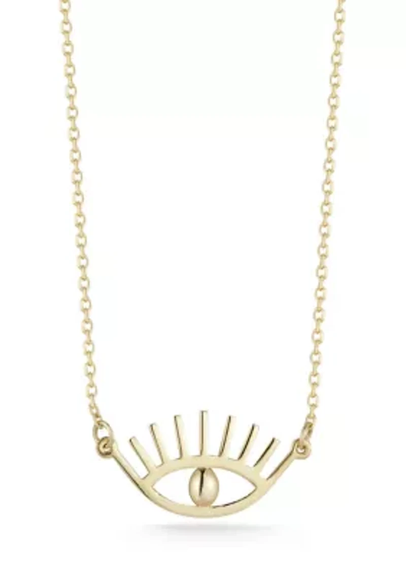 14K Gold Evil Eye Pendant Necklace