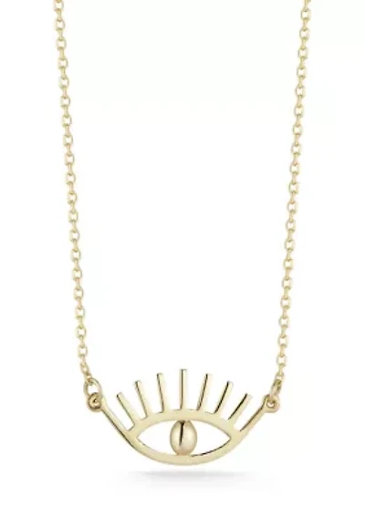 14K Gold Evil Eye Pendant Necklace