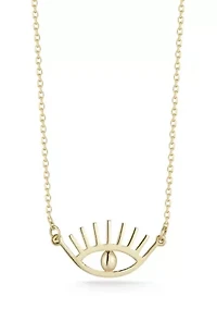 14K Gold Evil Eye Pendant Necklace