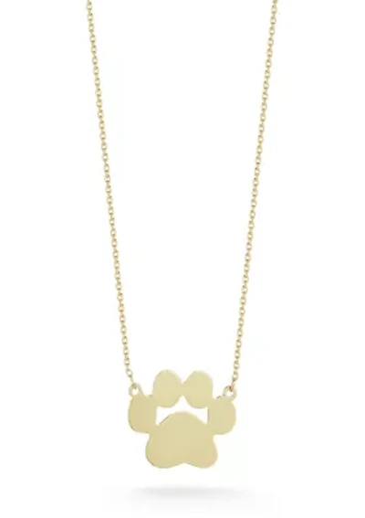 14K Gold Pawprint Pendant Necklace