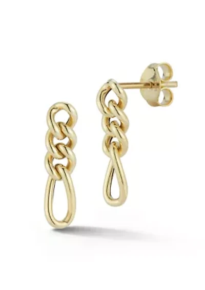 14K Gold Figaro Link Drop Earrings, Made in Italy