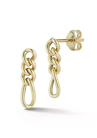 14K Gold Figaro Link Drop Earrings, Made in Italy