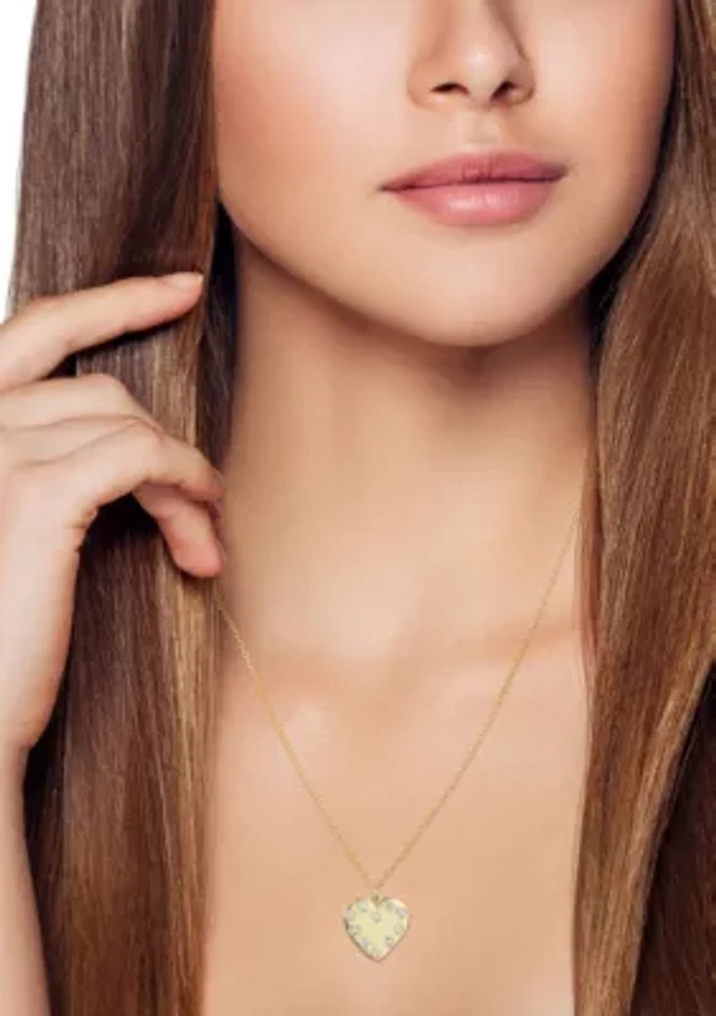 14K Gold Diamond Heart Pendant Necklace