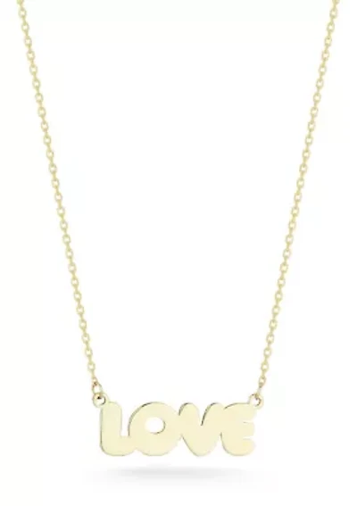 14K Gold Bubble Love Pendant Necklace