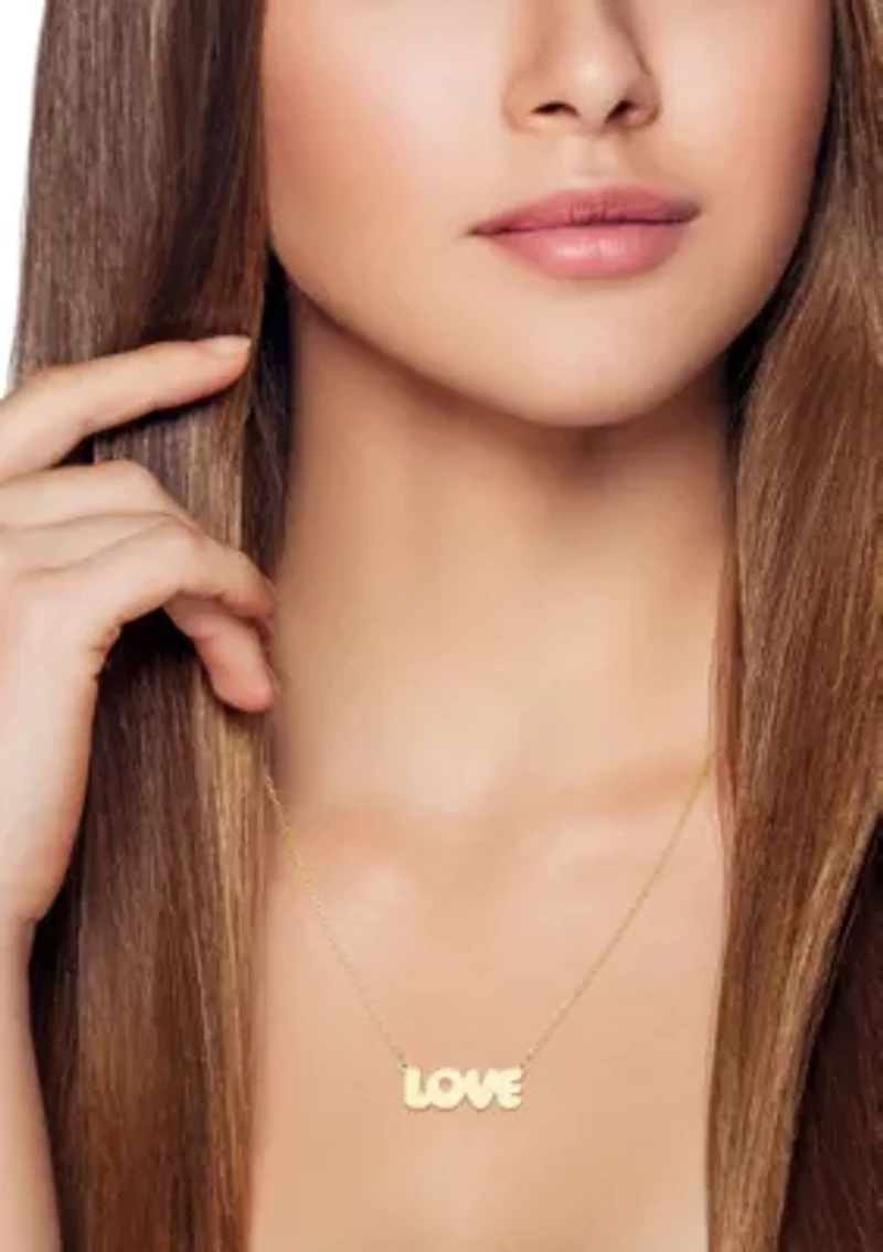 14K Gold Bubble Love Pendant Necklace