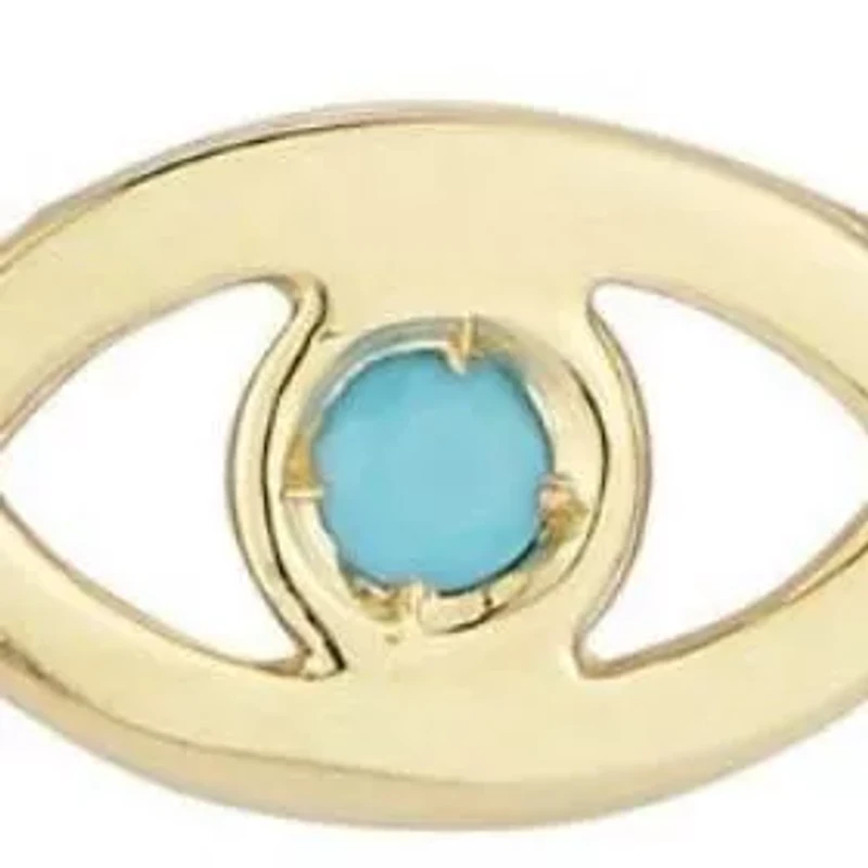 14K Gold Turquoise Evil Eye Pendant Necklace, Made in Italy