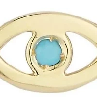 14K Gold Turquoise Evil Eye Pendant Necklace, Made in Italy