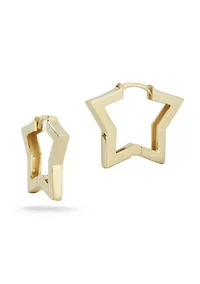 14K Gold Star Huggie Hoop Earrings