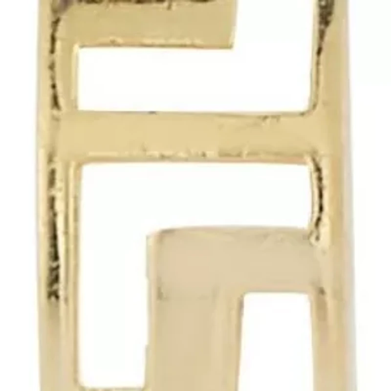 14K Gold Greca Huggie Hoop Earrings