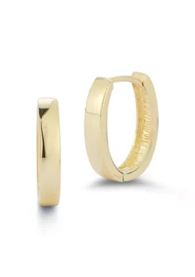 14K Gold Oval Huggie Hoop Earrings